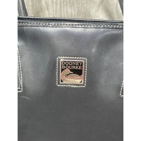 Dooney & Bourke Black Leather Tote Shoulder Bag Purse Handbag ParaSole Made USA - Picture 2 of 13
